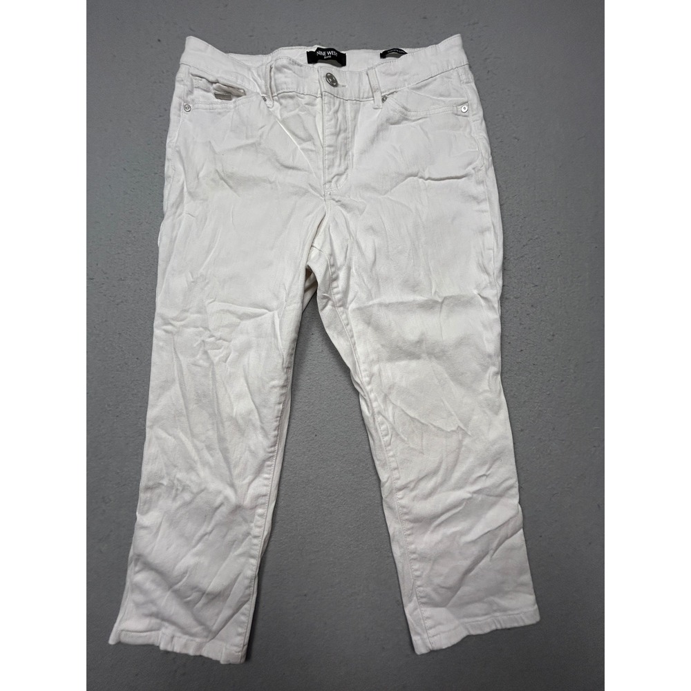 Nine West Chrystie Capri Cotton Elastane White Solid 10 W31 Womens